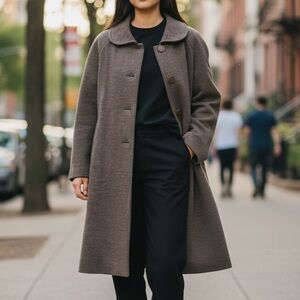 Carte Knit Elegant Brown Women's Wool Coat